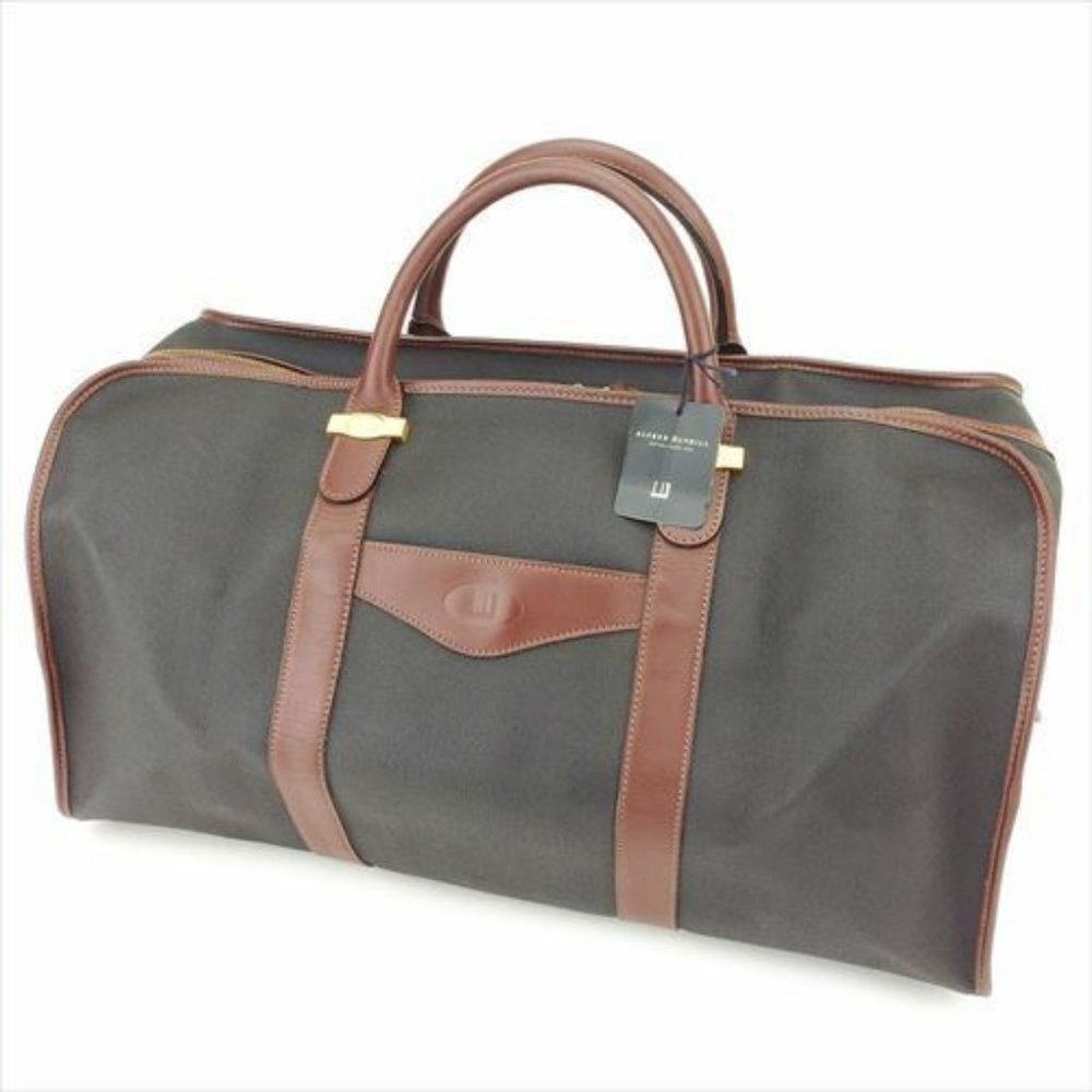 Dunhill Boston bag Black Brown PVC leather Woman unisex Authentic Used T8801